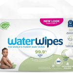 WaterWipes Plastic-Free Textured Clean, Toddler & Baby Wipes, 99.9% Water Based Wipes, Unscented & Hypoallergenic for Sensitive Skin, 240 Count (4 packs), Packaging May Vary
